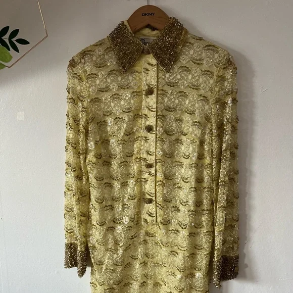 VTG 60s RARE beaded all over shift dress - Picture 2 of 16